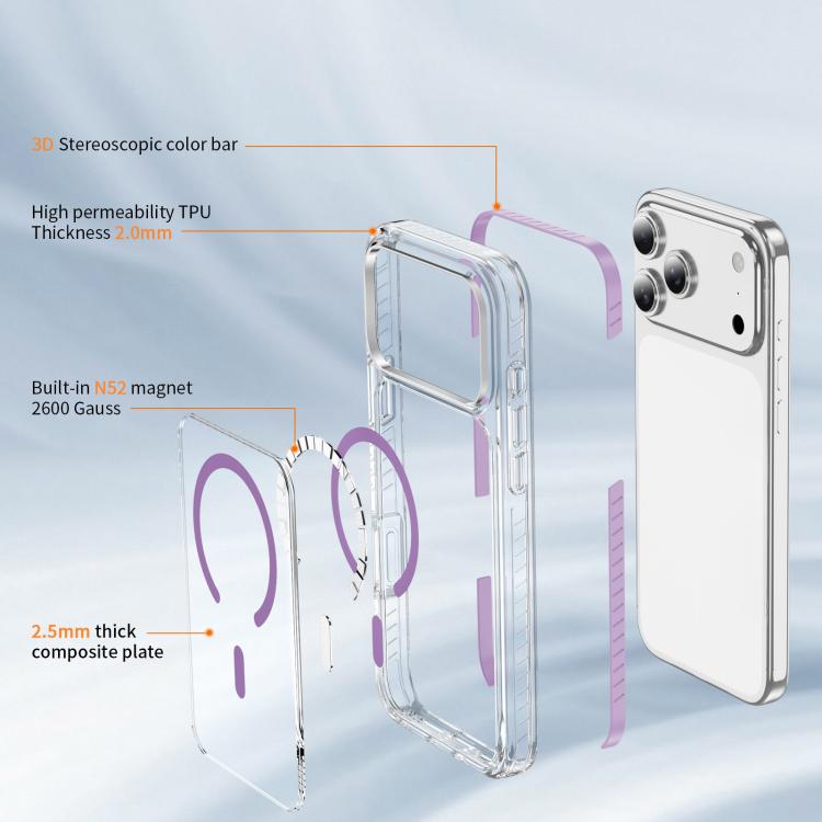 For iPhone 17 Pro Max Crystal Shield Clear Magnetic Acrylic Hybrid TPU Phone Case