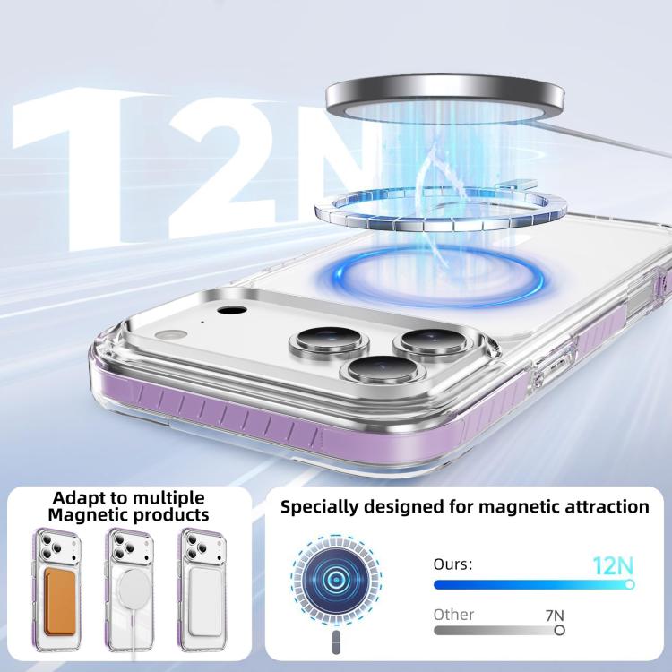 For iPhone 17 Pro Max Crystal Shield Clear Magnetic Acrylic Hybrid TPU Phone Case