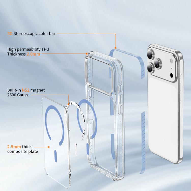 For iPhone 17 Pro Max Crystal Shield Clear Magnetic Acrylic Hybrid TPU Phone Case