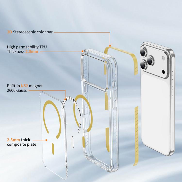 For iPhone 17 Pro Max Crystal Shield Clear Magnetic Acrylic Hybrid TPU Phone Case