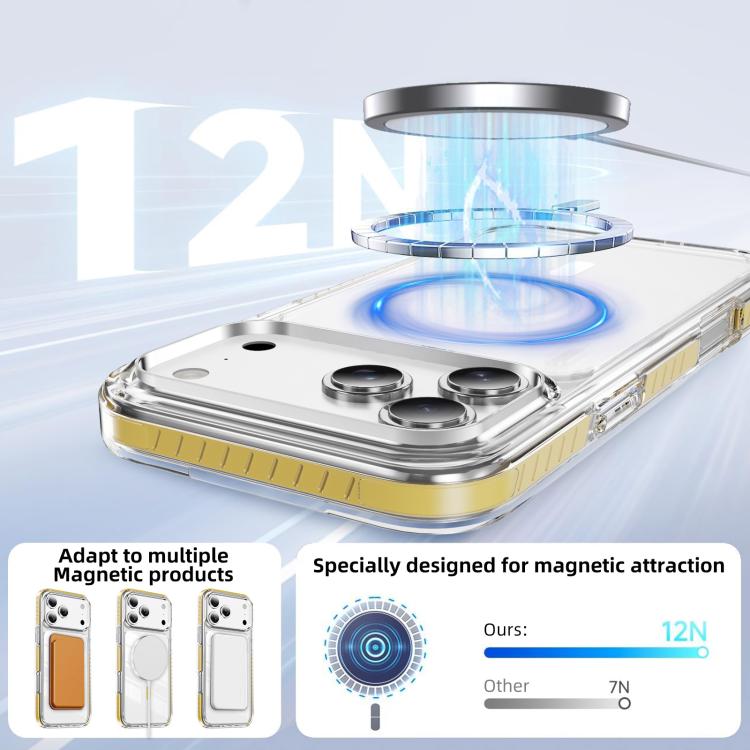For iPhone 17 Pro Max Crystal Shield Clear Magnetic Acrylic Hybrid TPU Phone Case