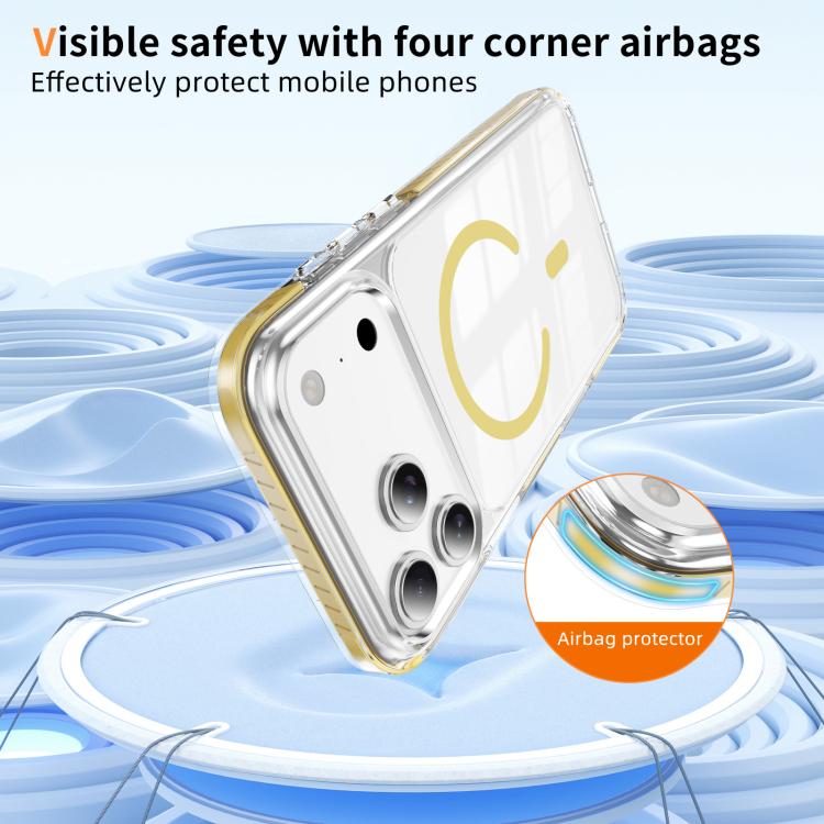 For iPhone 17 Pro Max Crystal Shield Clear Magnetic Acrylic Hybrid TPU Phone Case
