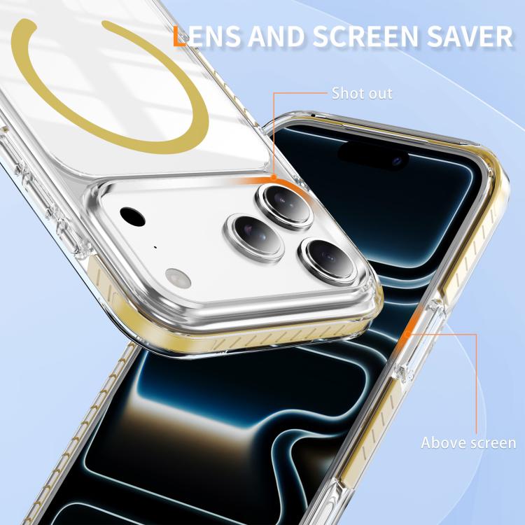 For iPhone 17 Pro Max Crystal Shield Clear Magnetic Acrylic Hybrid TPU Phone Case