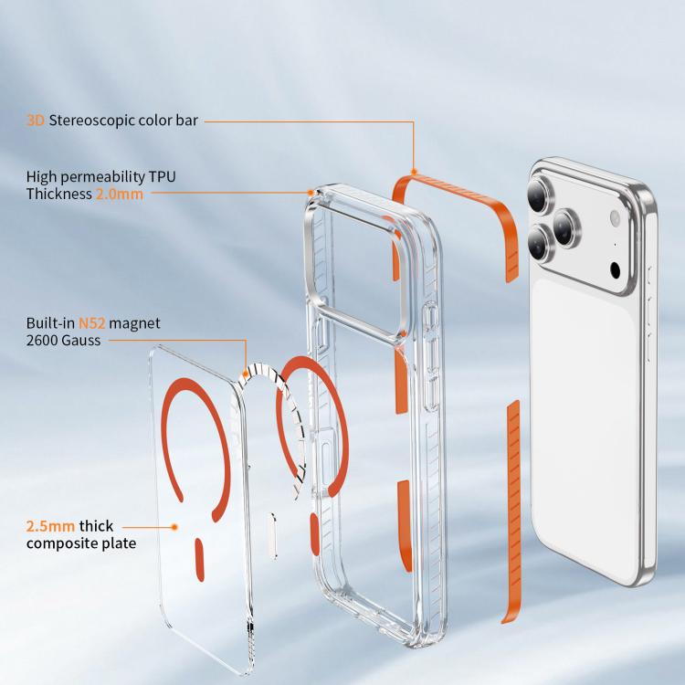 For iPhone 17 Pro Max Crystal Shield Clear Magnetic Acrylic Hybrid TPU Phone Case
