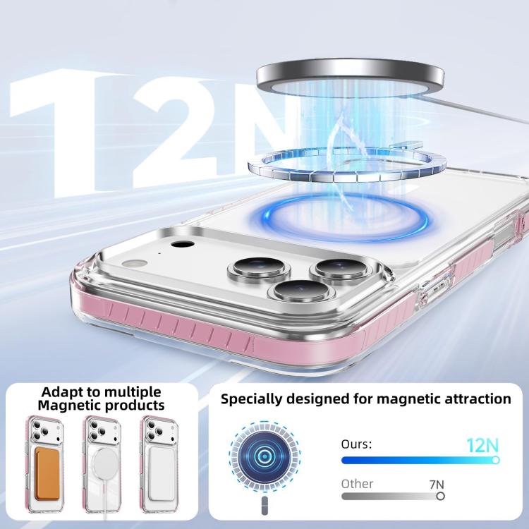 For iPhone 17 Pro Crystal Shield Clear Magnetic Acrylic Hybrid TPU Phone Case