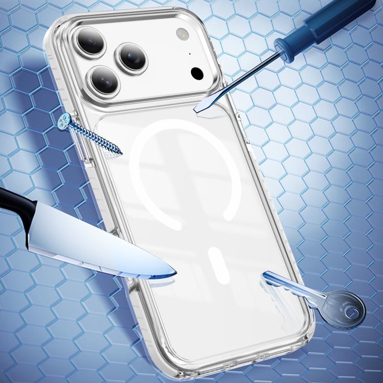 For iPhone 17 Pro Crystal Shield Clear Magnetic Acrylic Hybrid TPU Phone Case