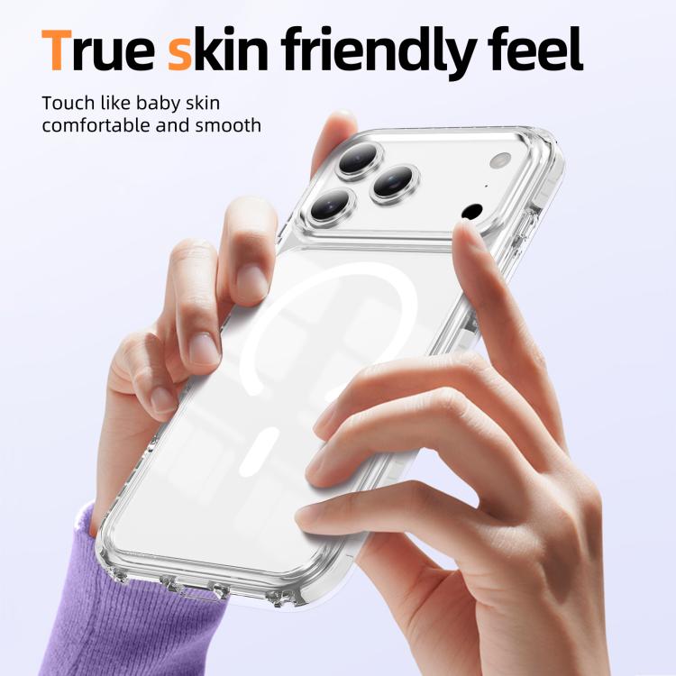 For iPhone 17 Pro Crystal Shield Clear Magnetic Acrylic Hybrid TPU Phone Case