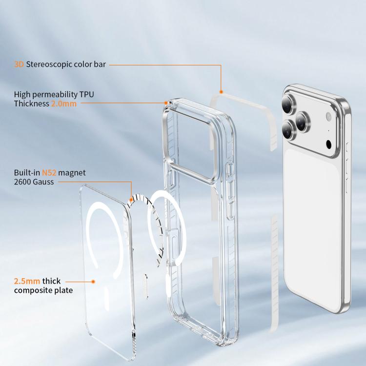For iPhone 17 Pro Crystal Shield Clear Magnetic Acrylic Hybrid TPU Phone Case