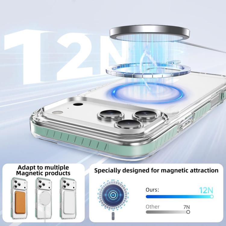 For iPhone 17 Pro Crystal Shield Clear Magnetic Acrylic Hybrid TPU Phone Case