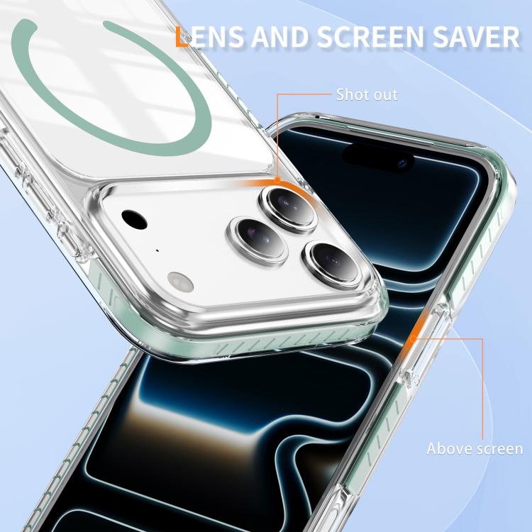 For iPhone 17 Pro Crystal Shield Clear Magnetic Acrylic Hybrid TPU Phone Case