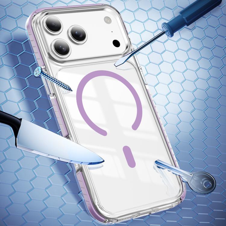 For iPhone 17 Pro Crystal Shield Clear Magnetic Acrylic Hybrid TPU Phone Case