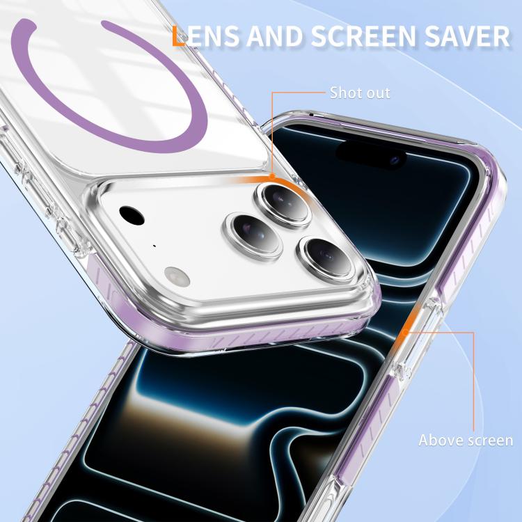 For iPhone 17 Pro Crystal Shield Clear Magnetic Acrylic Hybrid TPU Phone Case