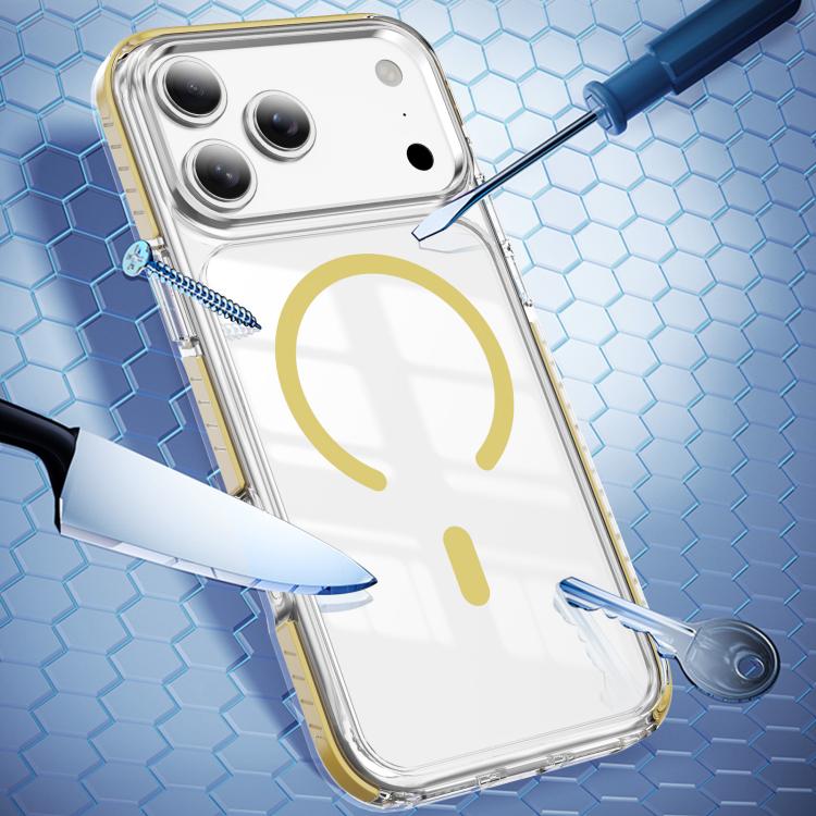 For iPhone 17 Pro Crystal Shield Clear Magnetic Acrylic Hybrid TPU Phone Case