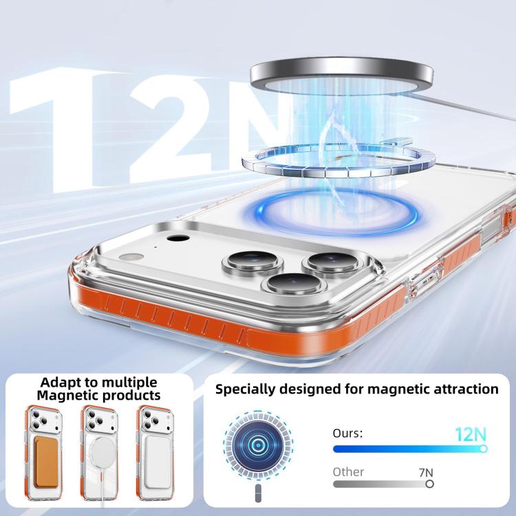 For iPhone 17 Pro Crystal Shield Clear Magnetic Acrylic Hybrid TPU Phone Case