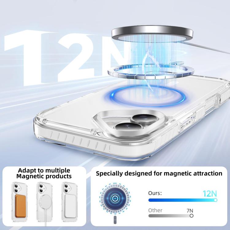 For iPhone 17 Crystal Shield Clear Magnetic Acrylic Hybrid TPU Phone Case