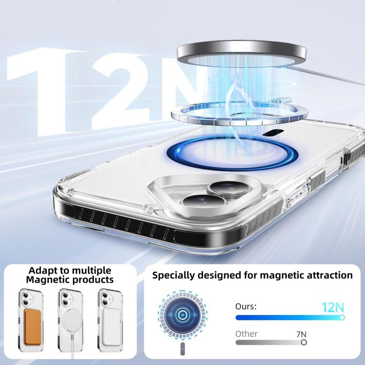 For iPhone 17 Crystal Shield Clear Magnetic Acrylic Hybrid TPU Phone Case