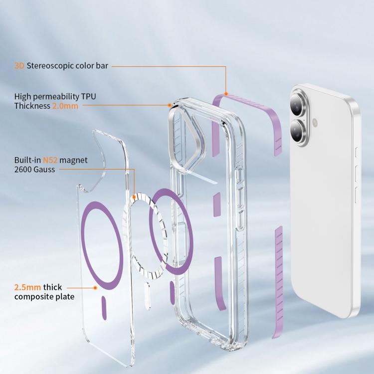For iPhone 17 Crystal Shield Clear Magnetic Acrylic Hybrid TPU Phone Case