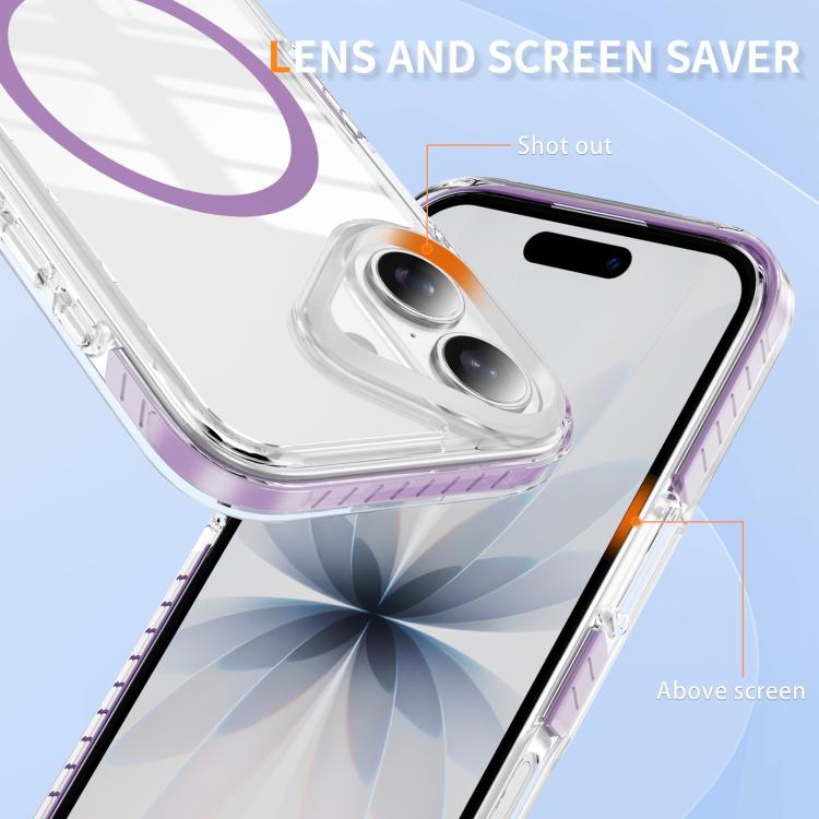 For iPhone 17 Crystal Shield Clear Magnetic Acrylic Hybrid TPU Phone Case