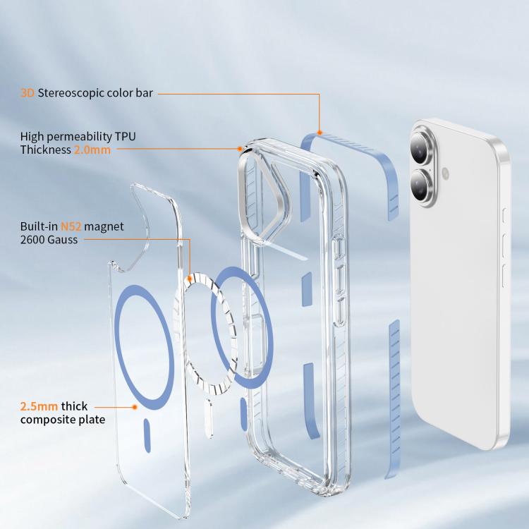 For iPhone 17 Crystal Shield Clear Magnetic Acrylic Hybrid TPU Phone Case