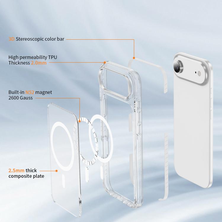 For iPhone Air Crystal Shield Clear Magnetic Acrylic Hybrid TPU Phone Case