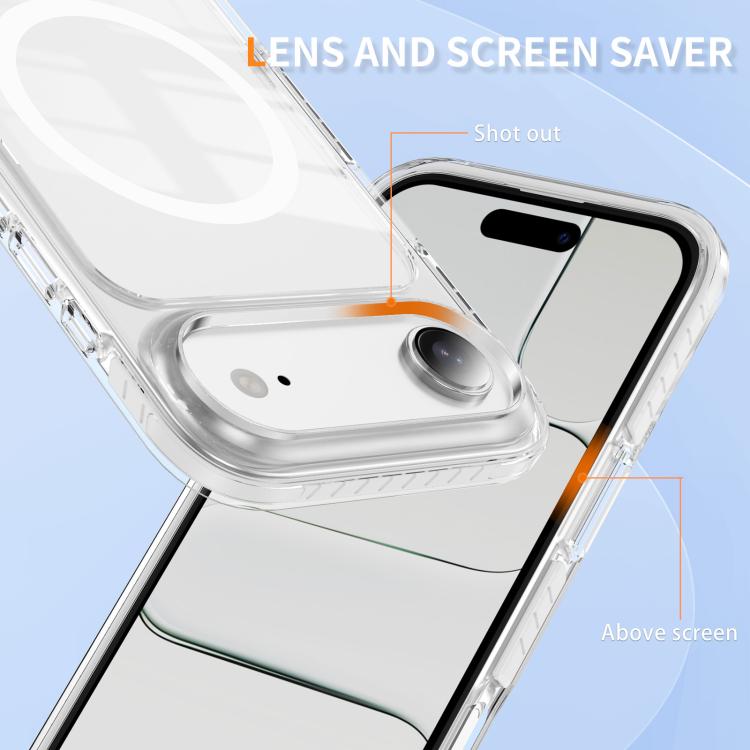For iPhone Air Crystal Shield Clear Magnetic Acrylic Hybrid TPU Phone Case
