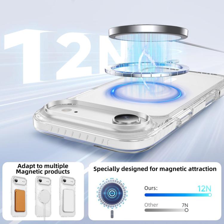 For iPhone Air Crystal Shield Clear Magnetic Acrylic Hybrid TPU Phone Case
