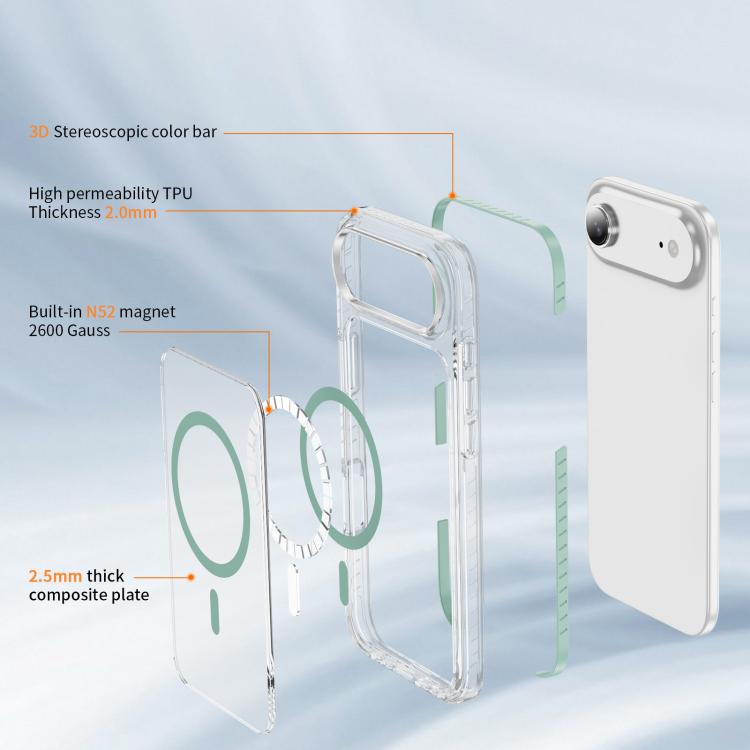 For iPhone Air Crystal Shield Clear Magnetic Acrylic Hybrid TPU Phone Case
