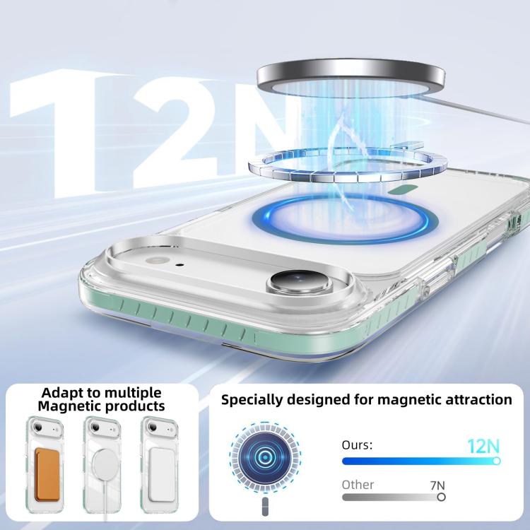 For iPhone Air Crystal Shield Clear Magnetic Acrylic Hybrid TPU Phone Case
