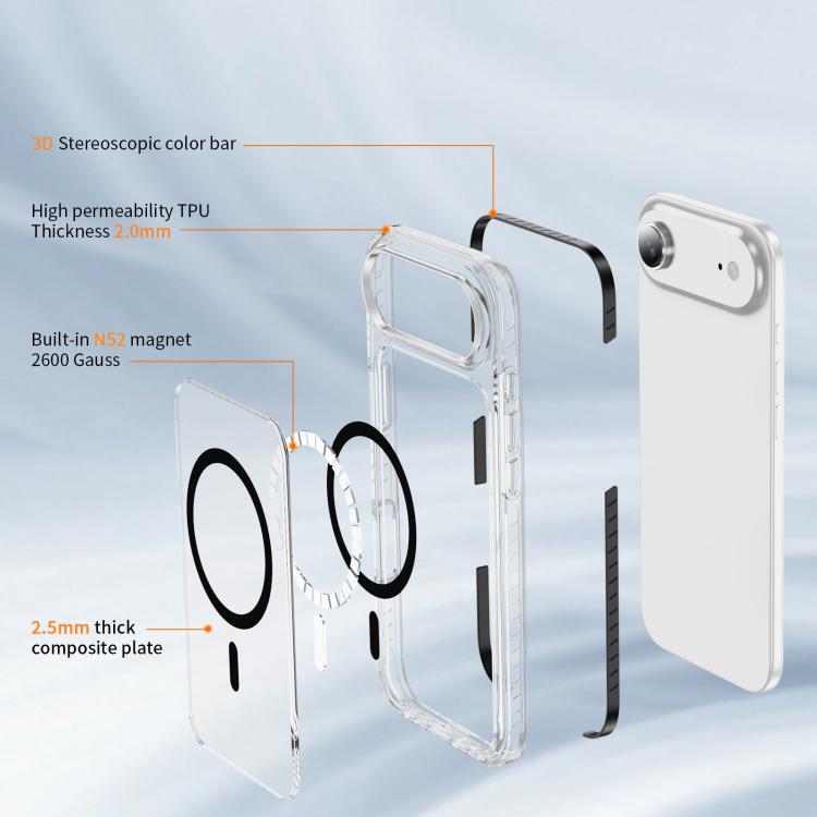 For iPhone Air Crystal Shield Clear Magnetic Acrylic Hybrid TPU Phone Case