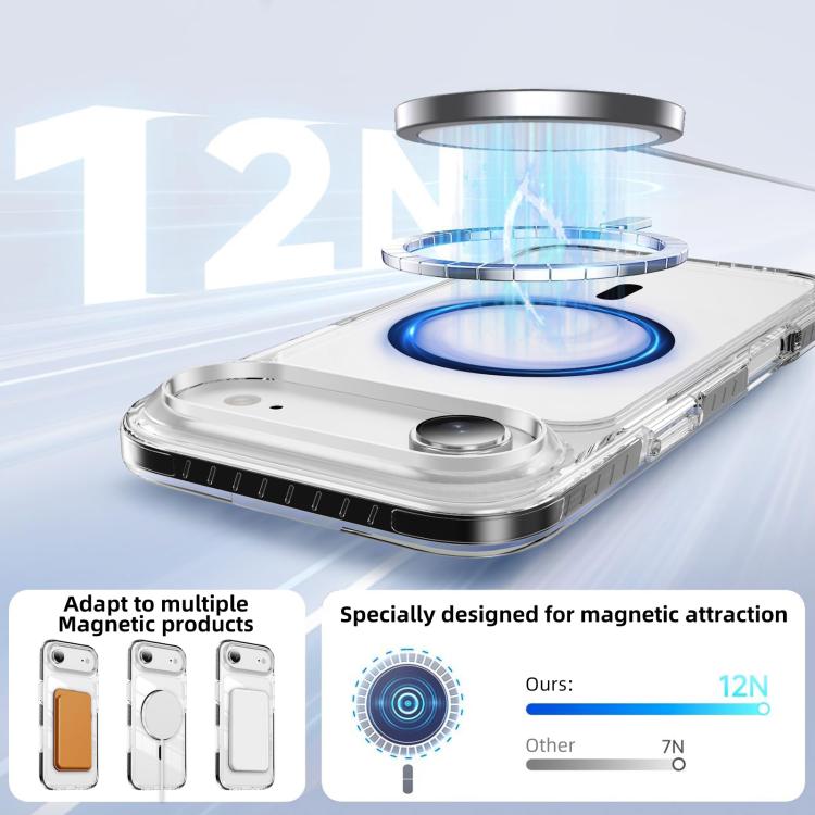 For iPhone Air Crystal Shield Clear Magnetic Acrylic Hybrid TPU Phone Case