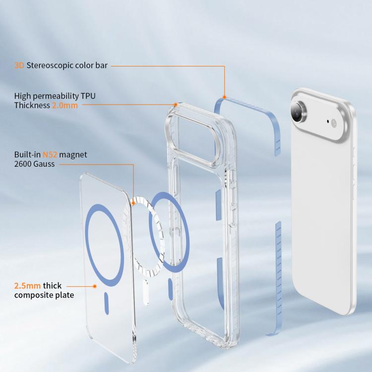 For iPhone Air Crystal Shield Clear Magnetic Acrylic Hybrid TPU Phone Case