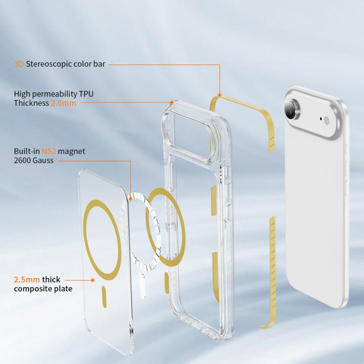 For iPhone Air Crystal Shield Clear Magnetic Acrylic Hybrid TPU Phone Case