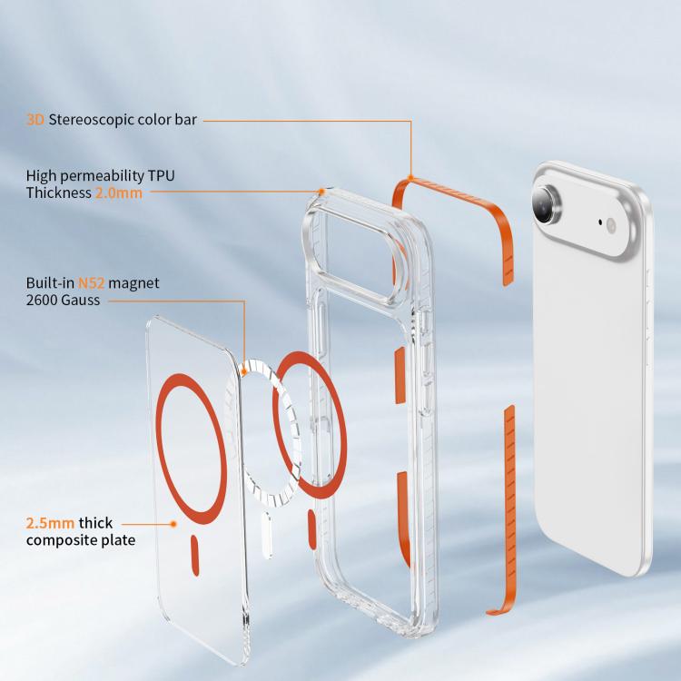 For iPhone Air Crystal Shield Clear Magnetic Acrylic Hybrid TPU Phone Case