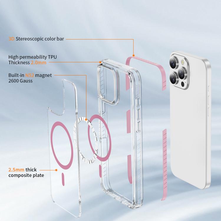 For iPhone 16 Pro Max Crystal Shield Clear Magnetic Acrylic Hybrid TPU Phone Case
