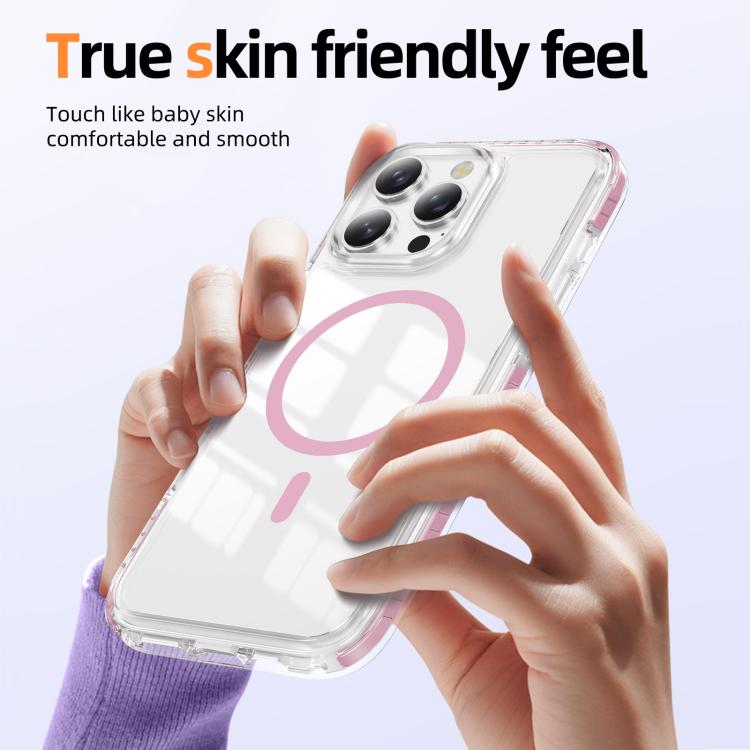 For iPhone 16 Pro Max Crystal Shield Clear Magnetic Acrylic Hybrid TPU Phone Case
