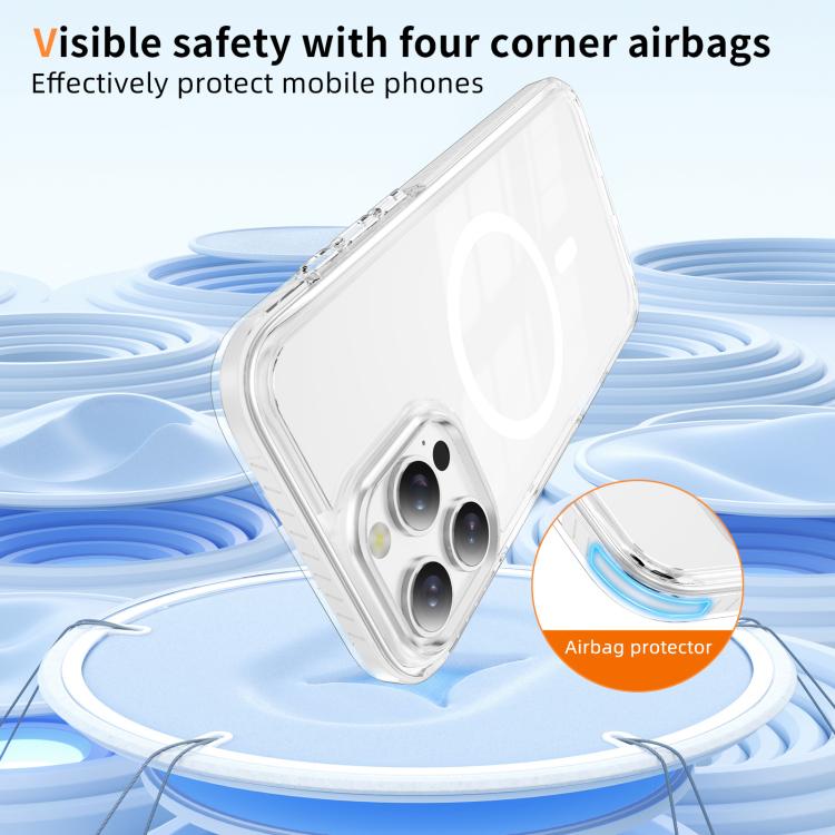 For iPhone 16 Pro Max Crystal Shield Clear Magnetic Acrylic Hybrid TPU Phone Case