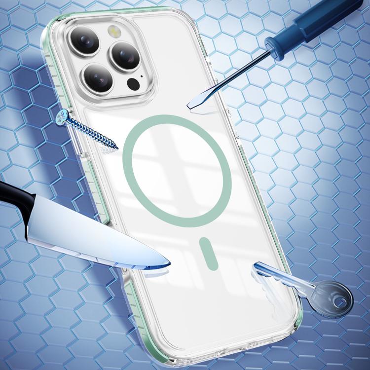 For iPhone 16 Pro Max Crystal Shield Clear Magnetic Acrylic Hybrid TPU Phone Case