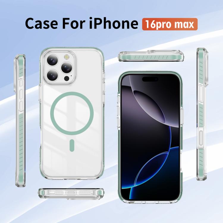 For iPhone 16 Pro Max Crystal Shield Clear Magnetic Acrylic Hybrid TPU Phone Case