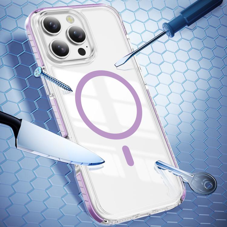 For iPhone 16 Pro Max Crystal Shield Clear Magnetic Acrylic Hybrid TPU Phone Case