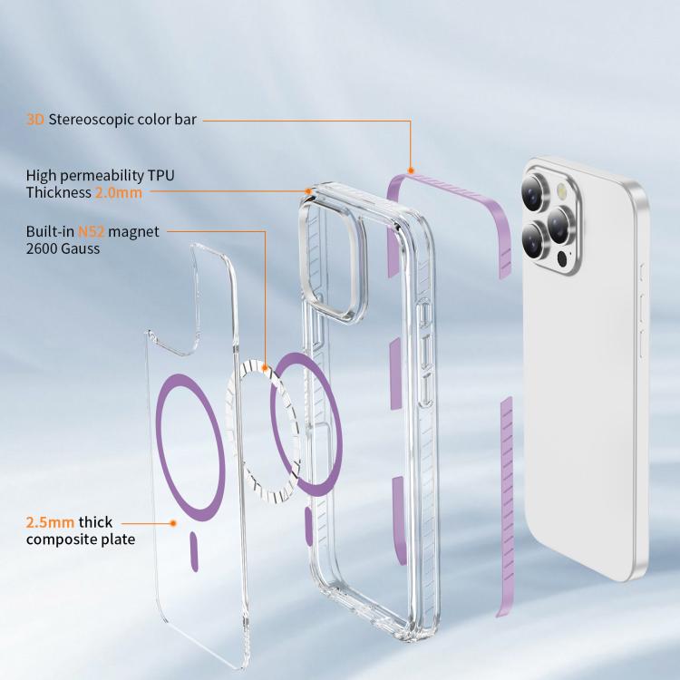 For iPhone 16 Pro Max Crystal Shield Clear Magnetic Acrylic Hybrid TPU Phone Case