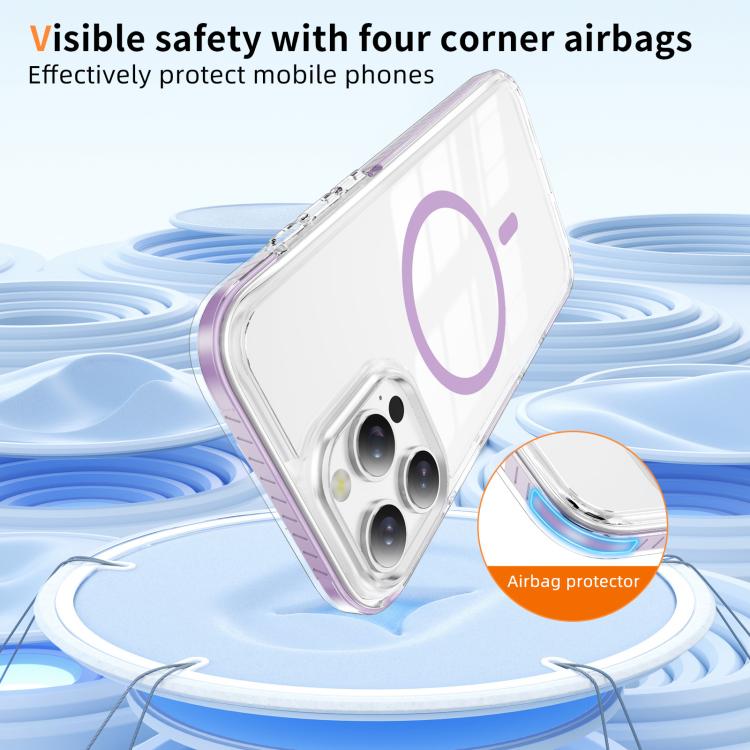 For iPhone 16 Pro Max Crystal Shield Clear Magnetic Acrylic Hybrid TPU Phone Case