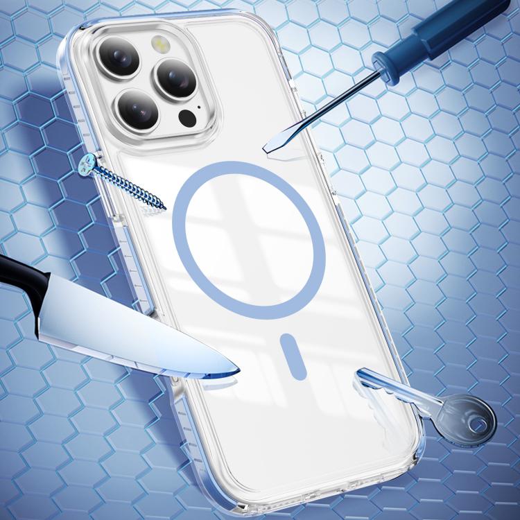 For iPhone 16 Pro Max Crystal Shield Clear Magnetic Acrylic Hybrid TPU Phone Case