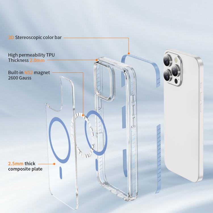 For iPhone 16 Pro Max Crystal Shield Clear Magnetic Acrylic Hybrid TPU Phone Case