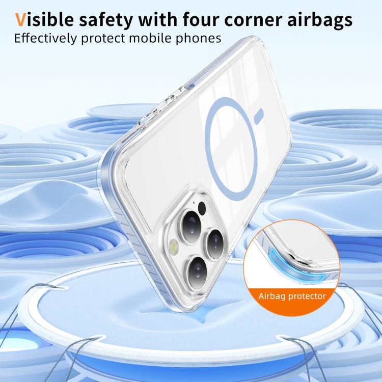 For iPhone 16 Pro Max Crystal Shield Clear Magnetic Acrylic Hybrid TPU Phone Case