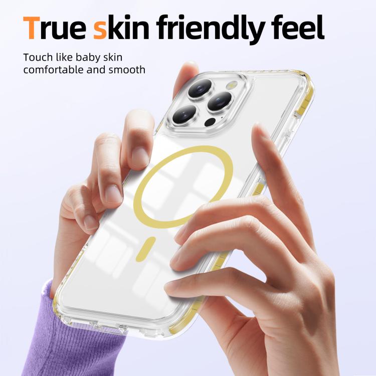 For iPhone 16 Pro Max Crystal Shield Clear Magnetic Acrylic Hybrid TPU Phone Case