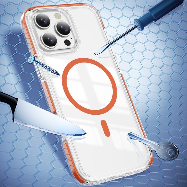 For iPhone 16 Pro Max Crystal Shield Clear Magnetic Acrylic Hybrid TPU Phone Case