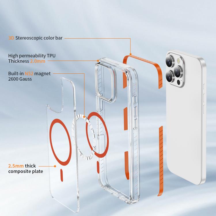 For iPhone 16 Pro Max Crystal Shield Clear Magnetic Acrylic Hybrid TPU Phone Case