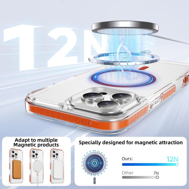For iPhone 16 Pro Max Crystal Shield Clear Magnetic Acrylic Hybrid TPU Phone Case