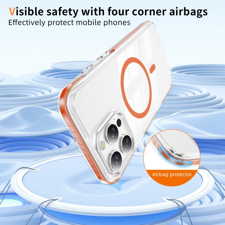 For iPhone 16 Pro Max Crystal Shield Clear Magnetic Acrylic Hybrid TPU Phone Case