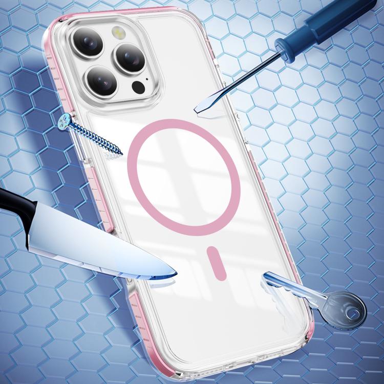 For iPhone 16 Pro Crystal Shield Clear Magnetic Acrylic Hybrid TPU Phone Case